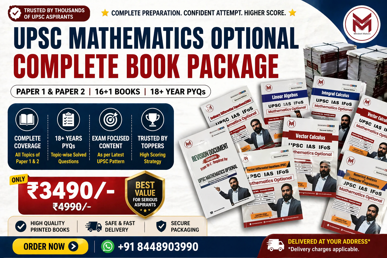UPSC Maths Optional Complete Material 2026: Best Books (Paper 1 & 2) + 18+ Years PYQs